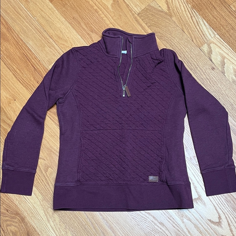 Marroon L.L. Bean Quilted 1/4 Zip Pullover Sweater